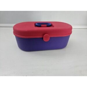 Vintage 90's Mini Organizer Jewelry Make-up‎ Trinkets Pink And Purple